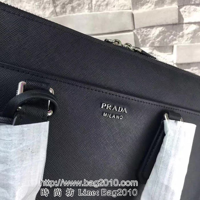 普拉達PRADA原單 2VE366-2FA黑色原單十字紋PRADA爆款男士商務手提包 PHY1443